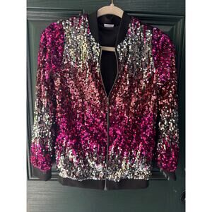 Sparkle In Pink | Girls Sequin Zip Jacket | Size 5XL / 12–14 | Pink Ombre